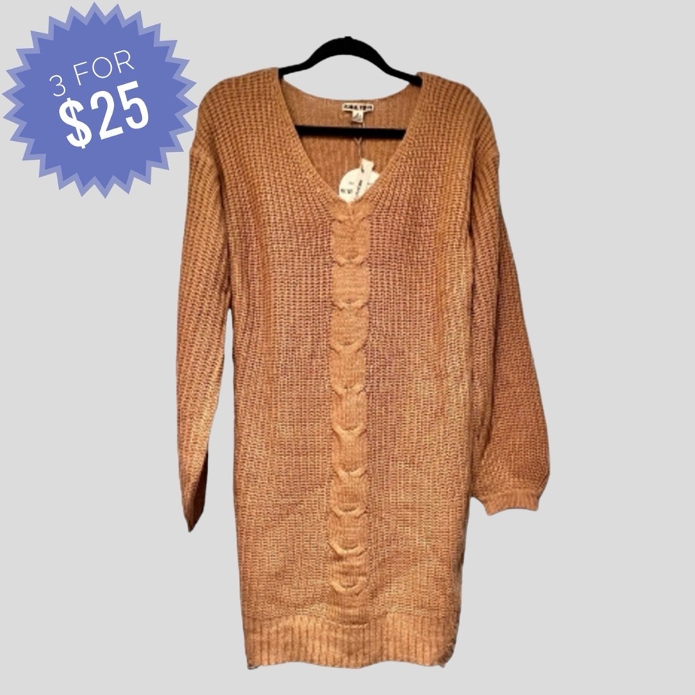 Sale 𝅺Women’s Sweater L Orange Tunic Length Long Sleeves